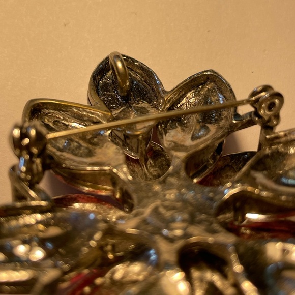 Vintage Large Pink Crystal Rhinestone Layered Flower Brooch Pin/Pendant - Picture 5 of 9